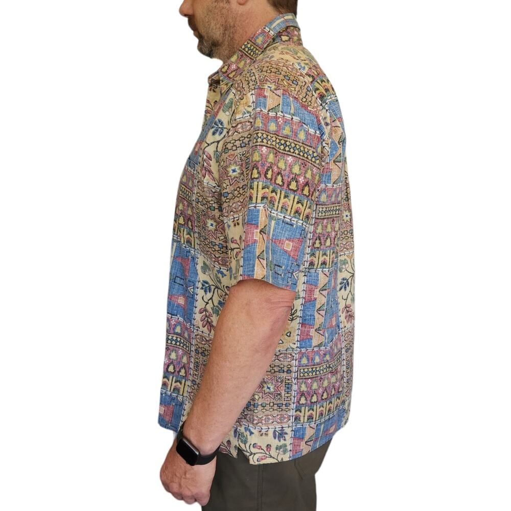 REYN SPOONER vintage Hawaiian Camp button down reverse print Aztec shirt Size XL - Picture 2 of 6